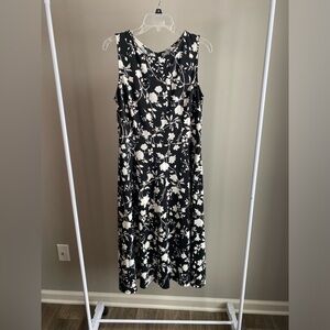 Talbots sleeves floral fit and flare dress with pockets